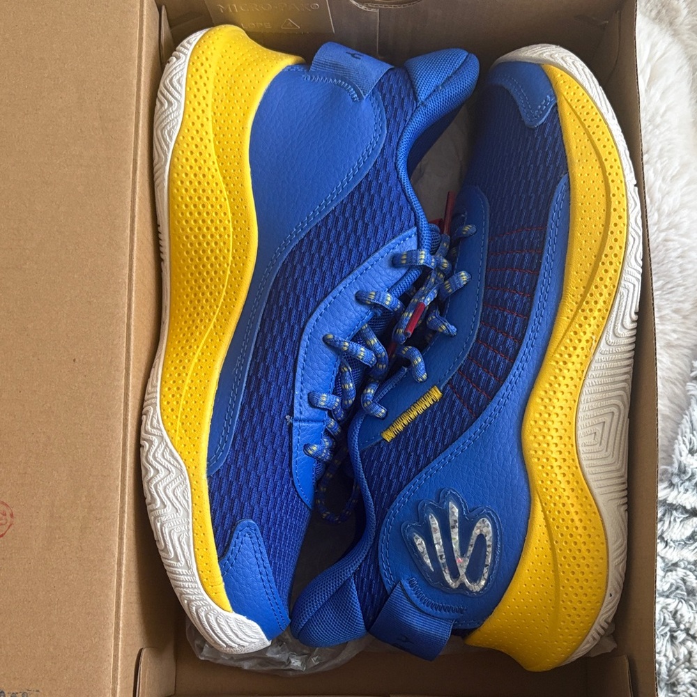 Under Armour Blue and Yellow GS Curry Sneakers